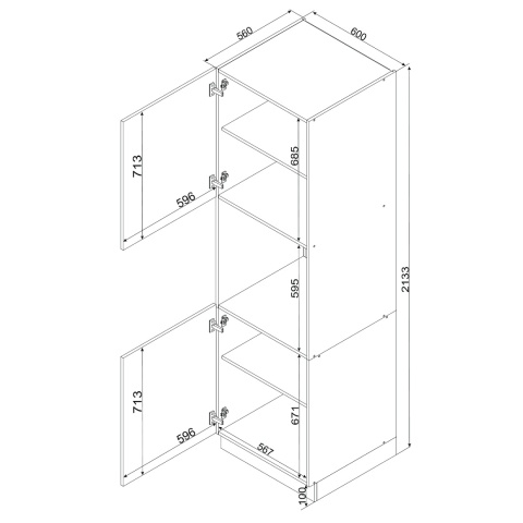 Słupek kuchenny 60 cm pod piekarnik ISABEL jasny szary mat
