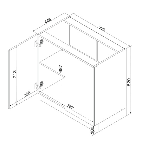 Szafka kuchenna dolna 80 cm z półką ANIKA grafit